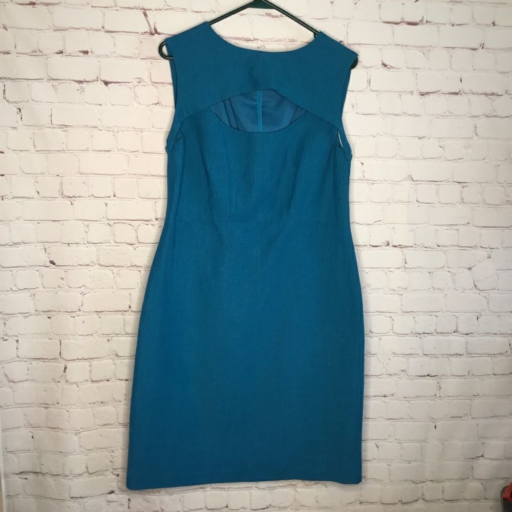 LAVIA 18 By PIAZZA Keyhole Sleeveless Sheath‎ Dress Blue Size 8.